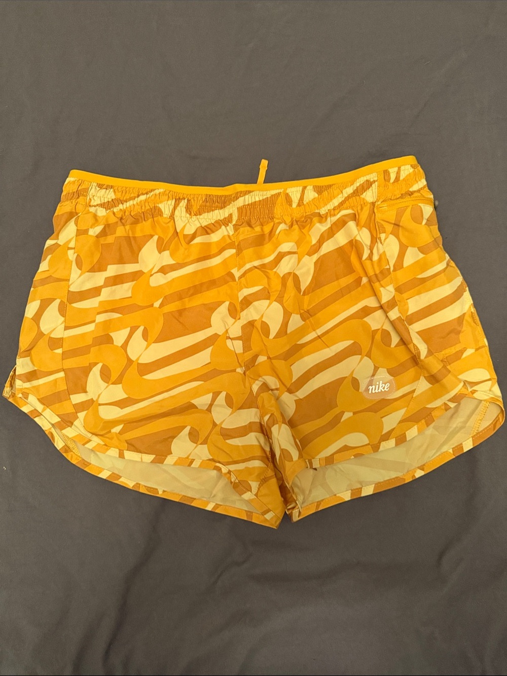Nike Women's Yellow Graphic Running Shorts